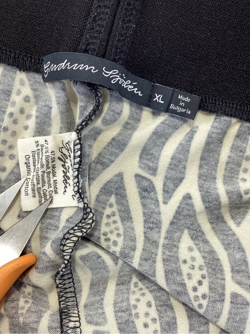Gudrun Sjoden Pull On Flow Pants Black & Cream Patterned Wide-Leg Cross Front XL - Picture 6 of 10